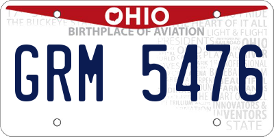 OH license plate GRM5476