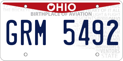 OH license plate GRM5492