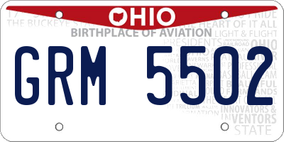 OH license plate GRM5502