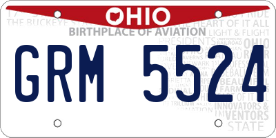 OH license plate GRM5524