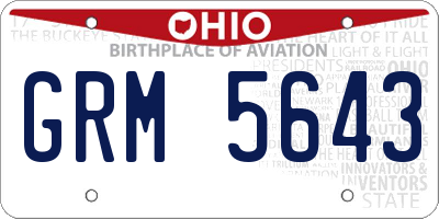 OH license plate GRM5643