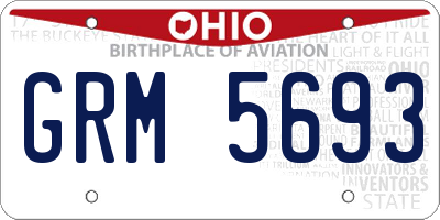 OH license plate GRM5693
