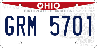 OH license plate GRM5701