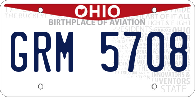 OH license plate GRM5708