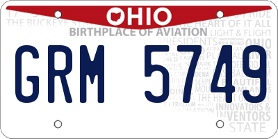 OH license plate GRM5749