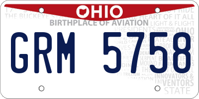 OH license plate GRM5758