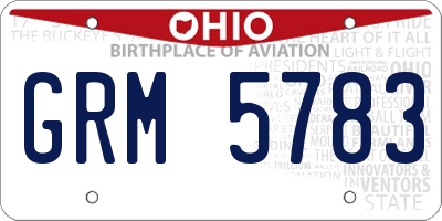 OH license plate GRM5783