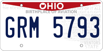 OH license plate GRM5793