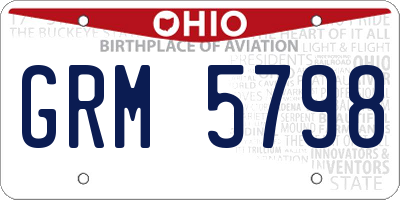 OH license plate GRM5798