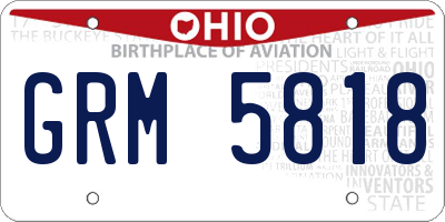 OH license plate GRM5818