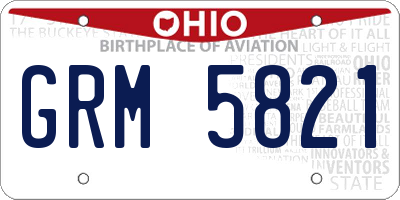 OH license plate GRM5821