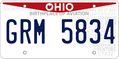 OH license plate GRM5834