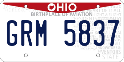 OH license plate GRM5837