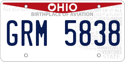 OH license plate GRM5838