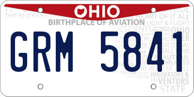 OH license plate GRM5841