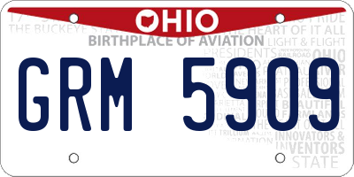 OH license plate GRM5909