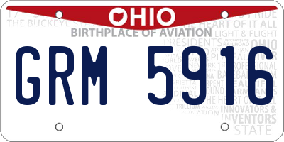 OH license plate GRM5916