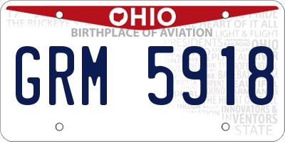 OH license plate GRM5918