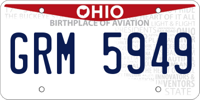 OH license plate GRM5949