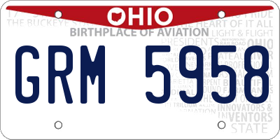 OH license plate GRM5958