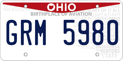 OH license plate GRM5980