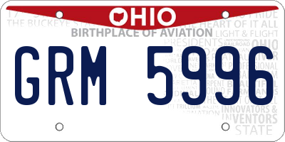 OH license plate GRM5996