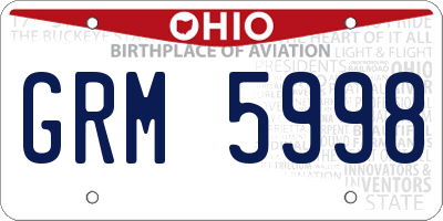 OH license plate GRM5998
