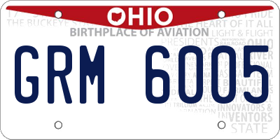 OH license plate GRM6005