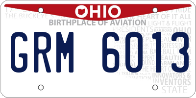 OH license plate GRM6013