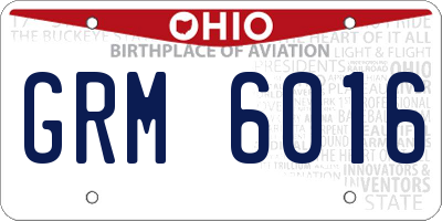 OH license plate GRM6016