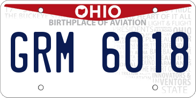 OH license plate GRM6018