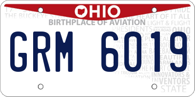 OH license plate GRM6019