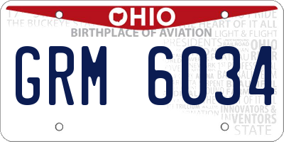 OH license plate GRM6034