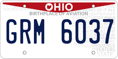 OH license plate GRM6037