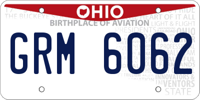 OH license plate GRM6062