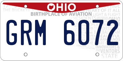 OH license plate GRM6072