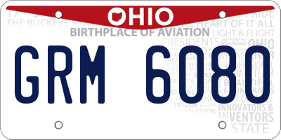 OH license plate GRM6080