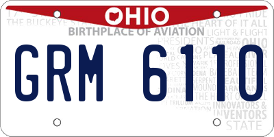 OH license plate GRM6110