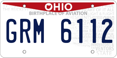 OH license plate GRM6112