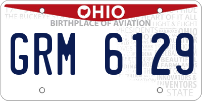 OH license plate GRM6129