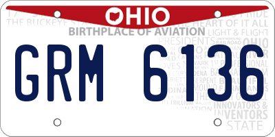 OH license plate GRM6136