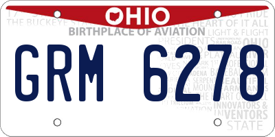 OH license plate GRM6278