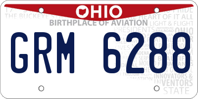 OH license plate GRM6288