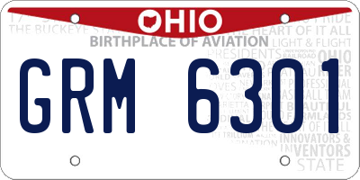 OH license plate GRM6301