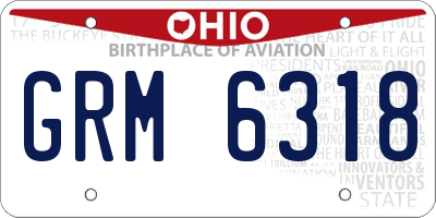OH license plate GRM6318