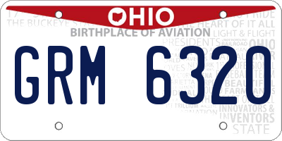 OH license plate GRM6320