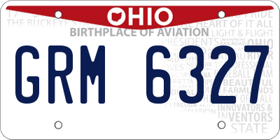 OH license plate GRM6327