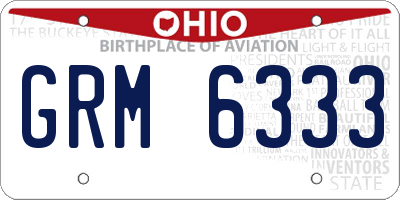 OH license plate GRM6333
