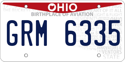 OH license plate GRM6335