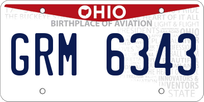OH license plate GRM6343